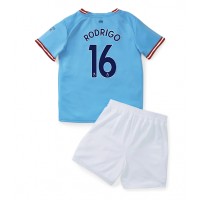 Manchester City Rodri Hernandez #16 Hjemmebanesæt Børn 2022-23 Kortærmet (+ Korte bukser)